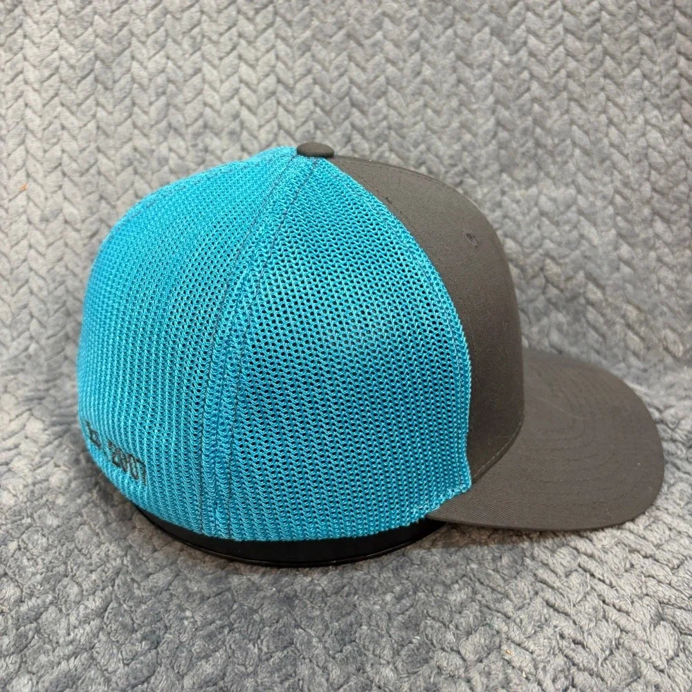 Richardson 110 Flexfit Trucker Hat Gray Turquoise Norris Est 2007 LG/XL Cap